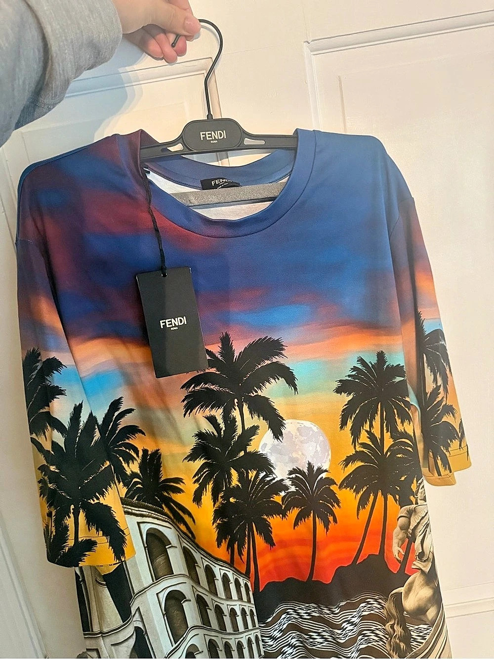 Fendi T-shirt Corto Fendi Multicolor Graphic Tee Size Medium